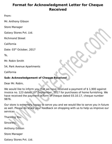 acknowledgement receipt for pdc cheques|Cheque Received Acknowledgement Letter .